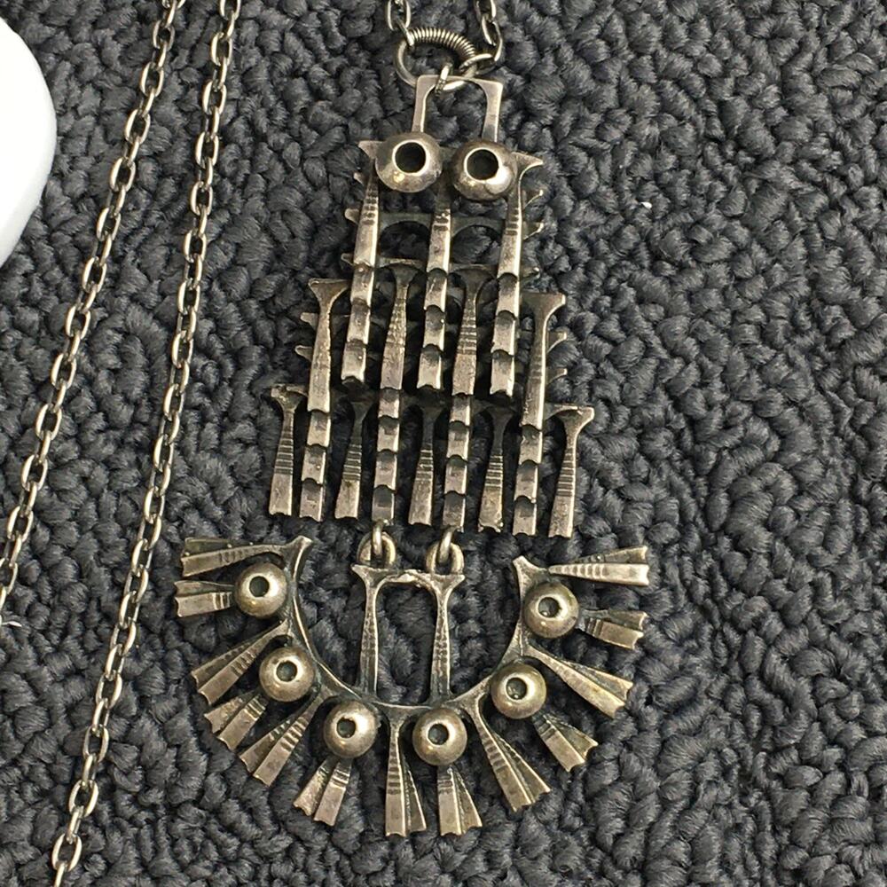 Rare Vintage Pentti Sarpaneva Brutalist 830 Silver Owl Pendant Necklace
